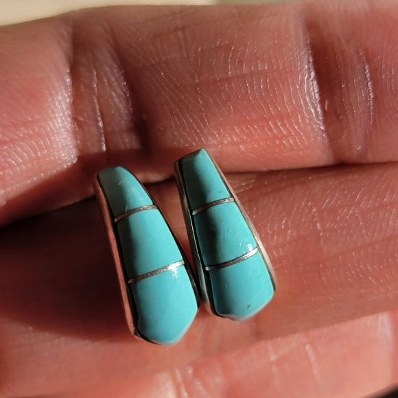 Gorgeous Native American handmade baby blue turquoise inlay 925 sterling silver - Picture 16 of 16